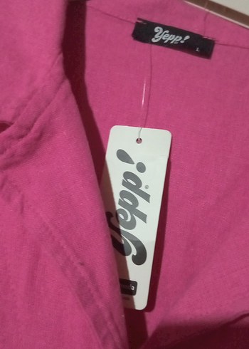 Düğmeli Pembe Keten Kadın Tulum - Görsel 13