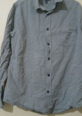 Gri Keten Erkek Gömlek Uzun Kollu - Görsel 6