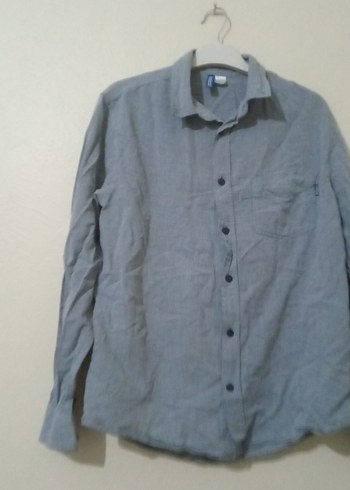 Gri Keten Erkek Gömlek Uzun Kollu - Görsel 4