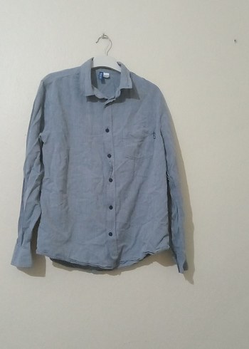 Gri Keten Erkek Gömlek Uzun Kollu - Görsel 19