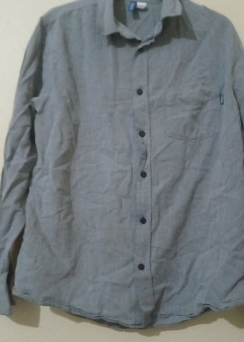 Gri Keten Erkek Gömlek Uzun Kollu - Görsel 5