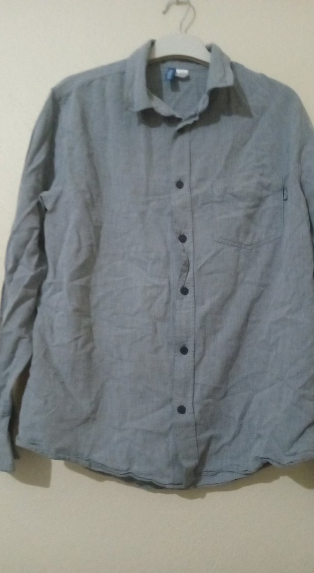 Gri Keten Erkek Gömlek Uzun Kollu - Görsel 5