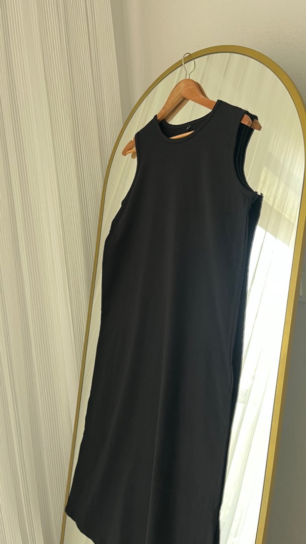 Siyah  kolsuz uzun  Elbise - Görsel 2