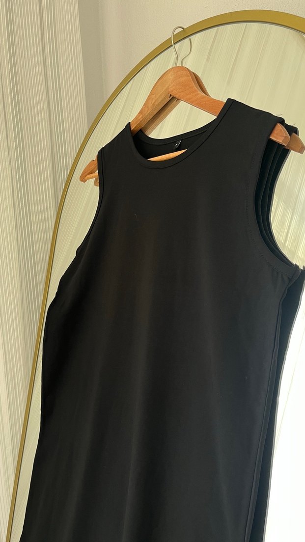 Siyah  kolsuz uzun  Elbise - Görsel 3