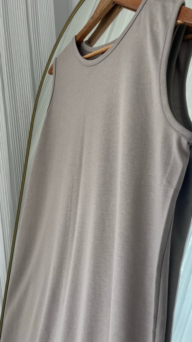 Koyu Bej, Kolsuz, Uzun Kadın Elbise - Görsel 3