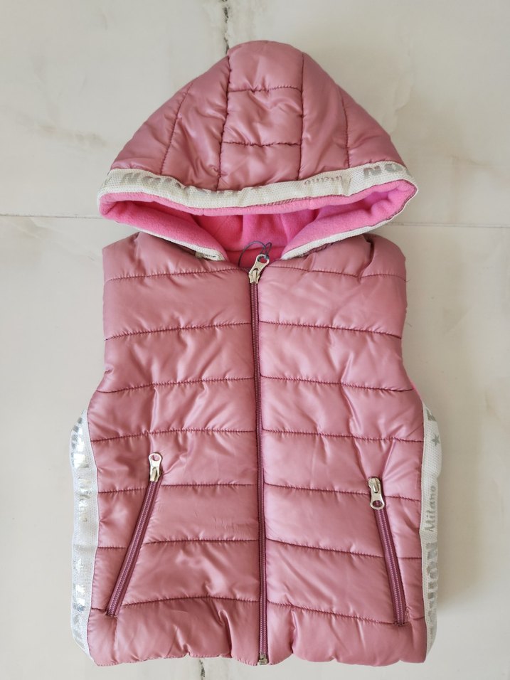 Kız Çocuk Nakışlı Fermuarlı Pembe Yelek - Görsel 2