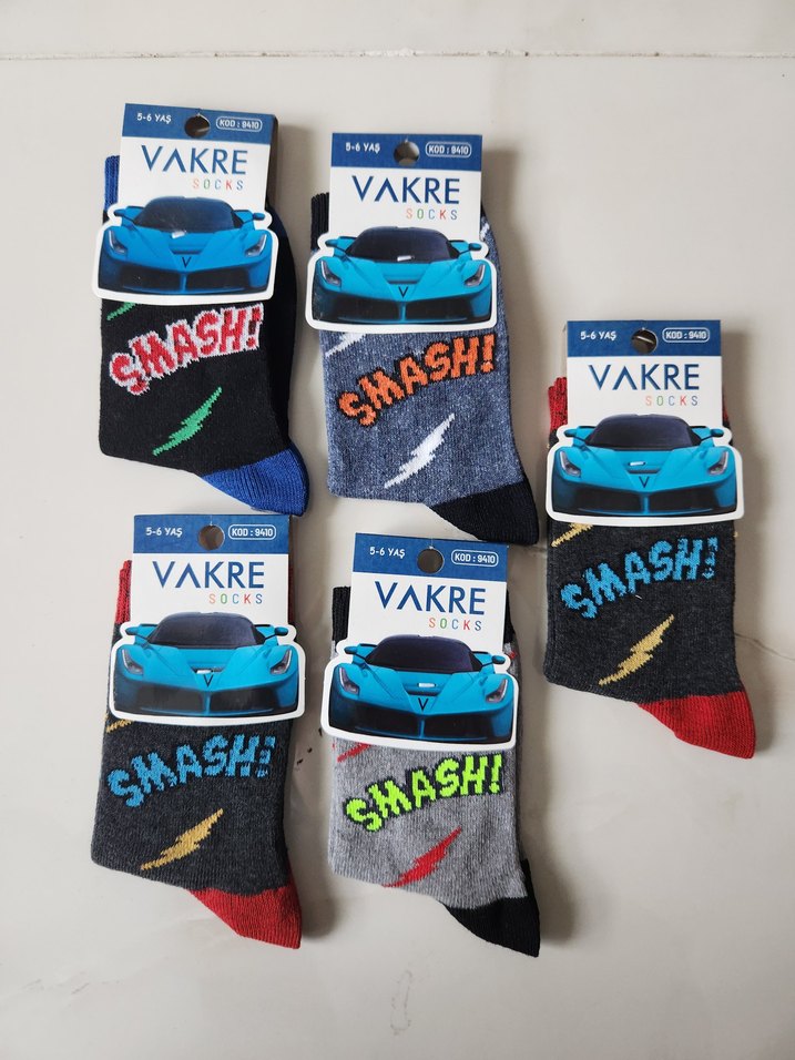 Çocuk Çok Renkli Baskılı Çoraplar 5/6 yaş - Görsel 2