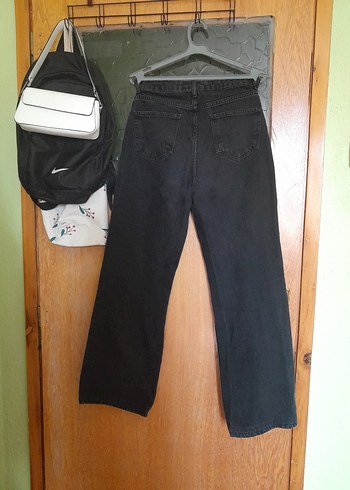 36 Beden Siyah Kadın Yüksek Bel Wide Leg Jean