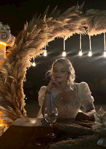 Beyaz Straplez Uzun A-Line Gelinlik - Görsel 5