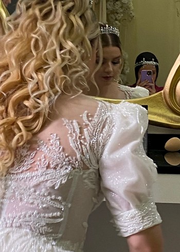 Beyaz Straplez Uzun A-Line Gelinlik - Görsel 4