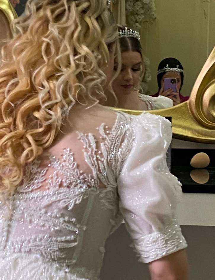 Beyaz Straplez Uzun A-Line Gelinlik - Görsel 4