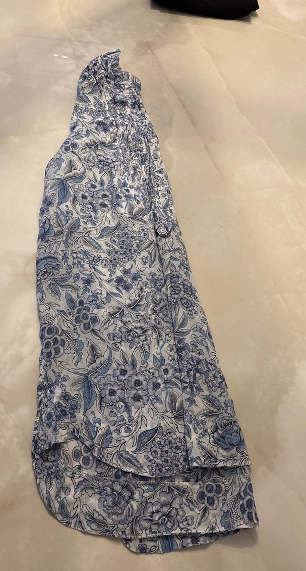 Mavi Gri Desenli Bohem Hamile Gömlek - Görsel 5