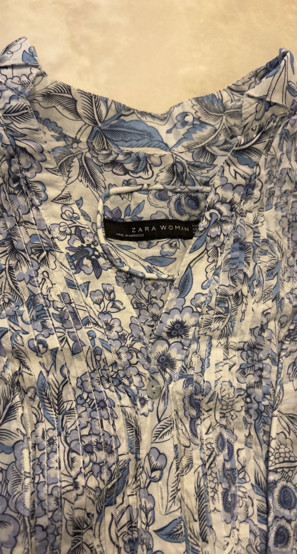 Mavi Gri Desenli Bohem Hamile Gömlek - Görsel 2