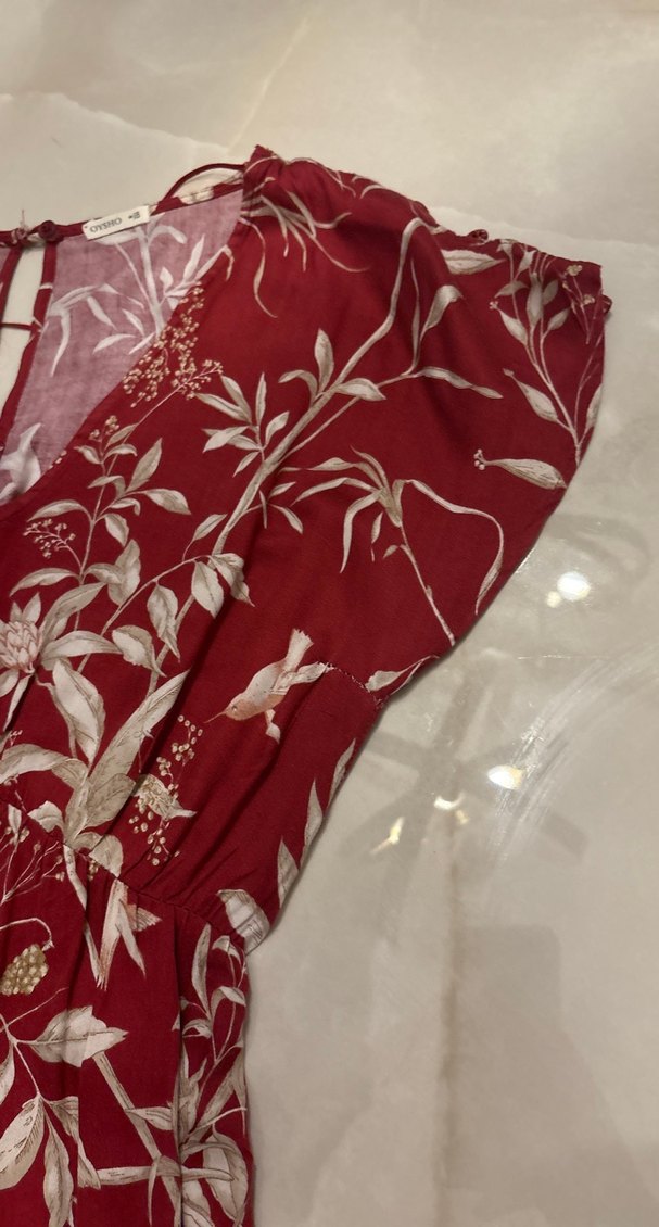 Kırmızı Baskılı Uzun elbise - Görsel 3