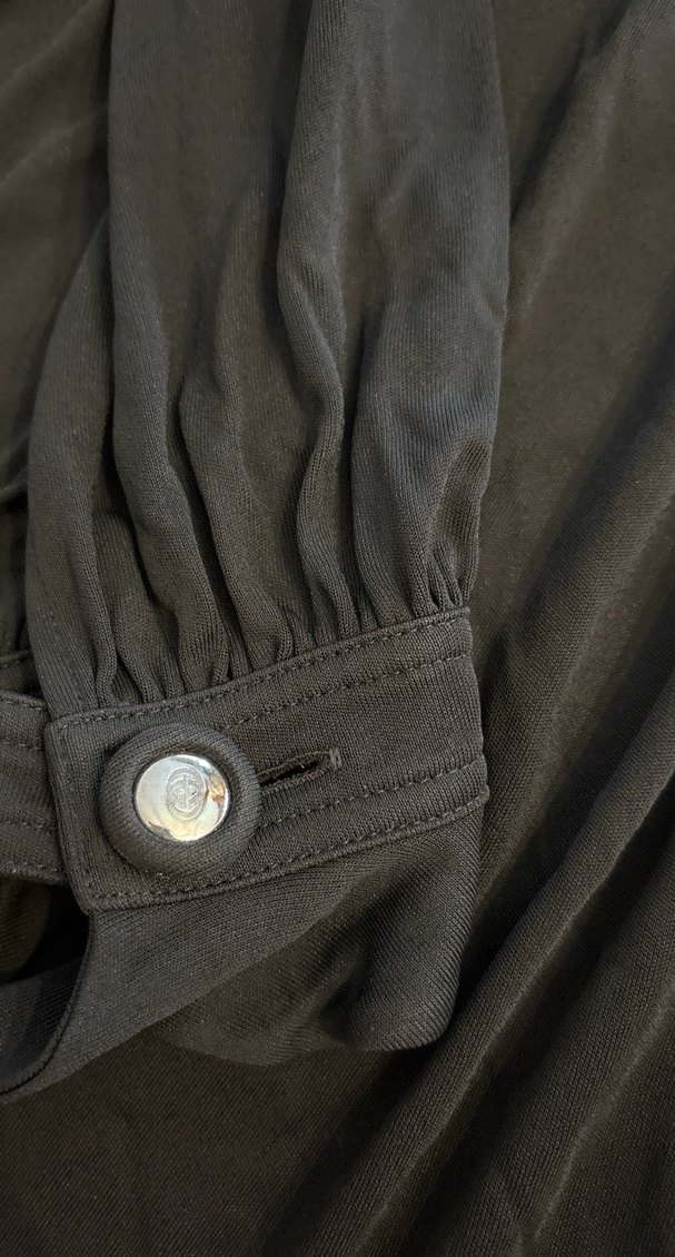 Düğmeli Siyah Uzun Hamile Elbisesi - Görsel 4