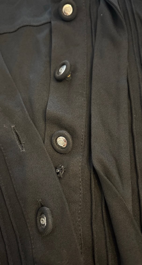 Düğmeli Siyah Uzun Hamile Elbisesi - Görsel 2