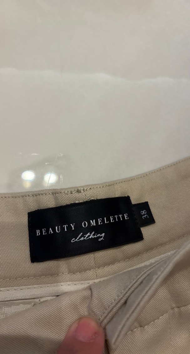 Bej Kadın Midi Kumaş Pantolon - Görsel 3