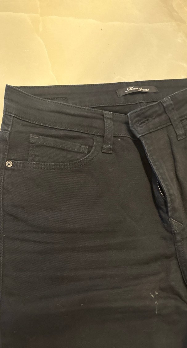 Kadın Siyah Midi Boy Denim Pantolon - Görsel 3