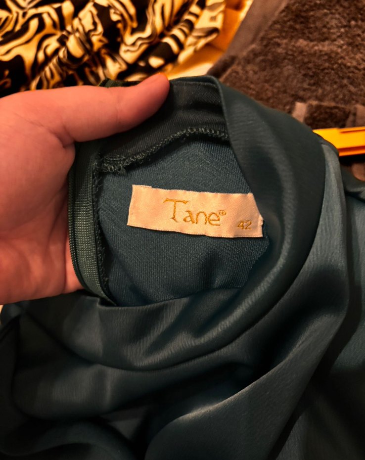 Yeşil Uzun Kollu Drapeli Uzun Elbise - Görsel 4