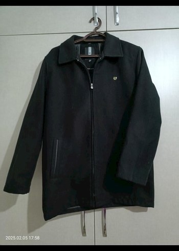 Siyah Fermuarlı Midi Erkek kaşe Ceket - Görsel 5