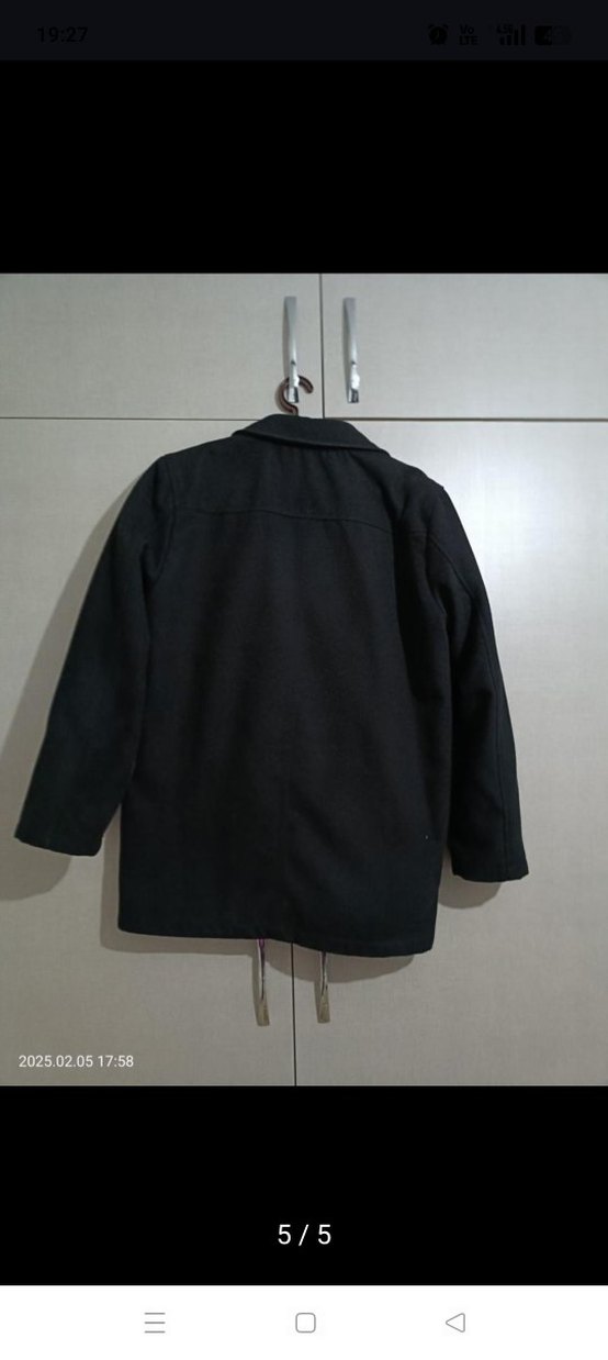Siyah Fermuarlı Midi Erkek kaşe Ceket - Görsel 4