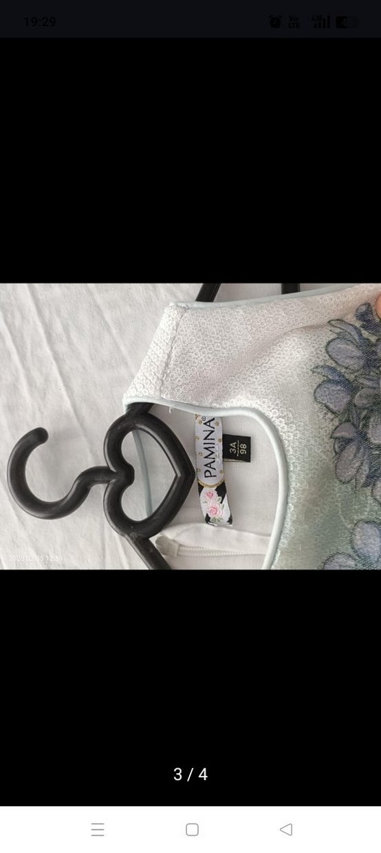 Mavi Nakışlı Kız Çocuk Straplez Elbise - Görsel 3