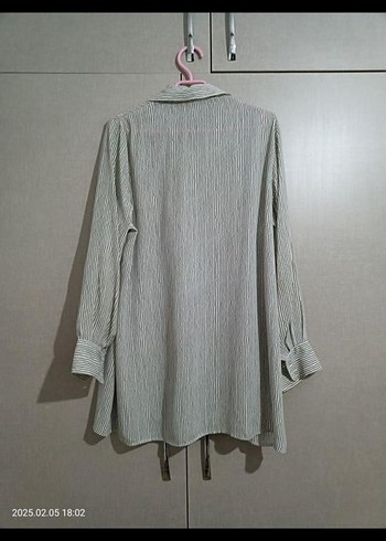 Bej Renk Uzun Kollu Keten Gömlek - Görsel 3