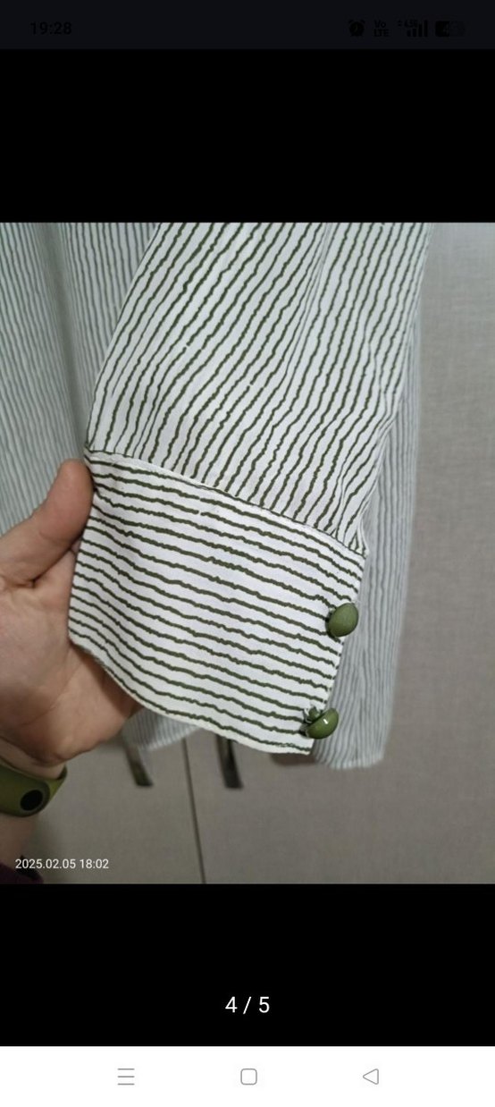 Bej Renk Uzun Kollu Keten Gömlek - Görsel 4