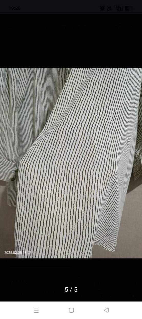 Bej Renk Uzun Kollu Keten Gömlek - Görsel 5