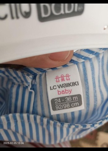 Çizgili Keten Kız Elbise Düğmeli V Yaka - Görsel 3