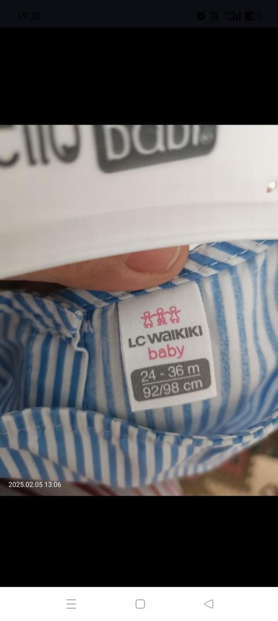 Çizgili Keten Kız Elbise Düğmeli V Yaka - Görsel 3