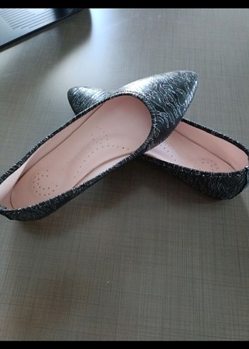 Gri Yılan Desenli Stiletto Babet - Görsel 2