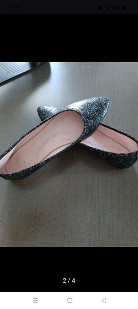 Gri Yılan Desenli Stiletto Babet - Görsel 2