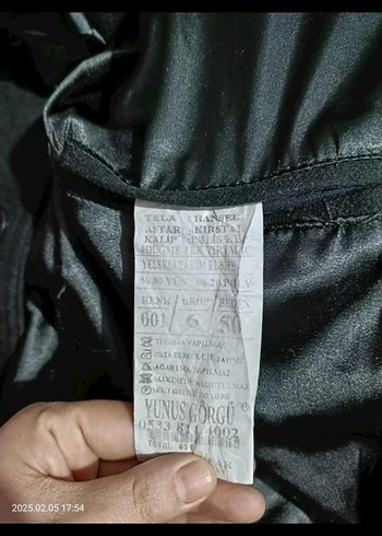 Uzun Kollu kaşe mont - Görsel 2