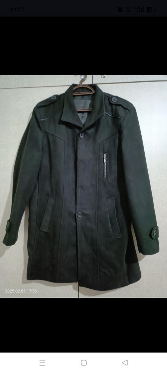 Uzun Kollu kaşe mont - Görsel 3