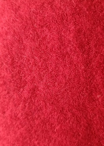 Kırmızı V Yaka keçe deri detayli panço - Görsel 6