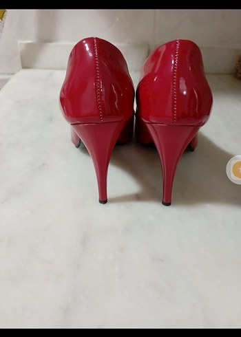 Kırmızı Rugan Stiletto Topuklu Kadın Ayakkabı - Görsel 2