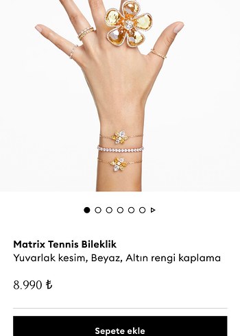 Swarovski Altın Renkli İşlemeli Matrix Tennis Bileklik