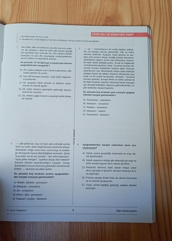 11. Sınıf 4 Lü Deneme Sınavı Kitabı