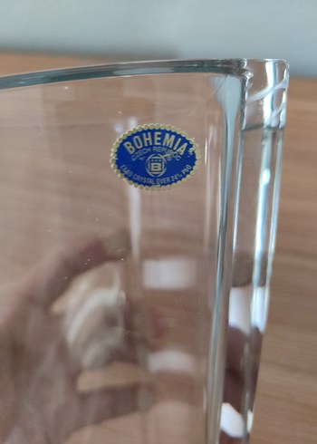 Diğer Mavi detaylı gri cam vazo