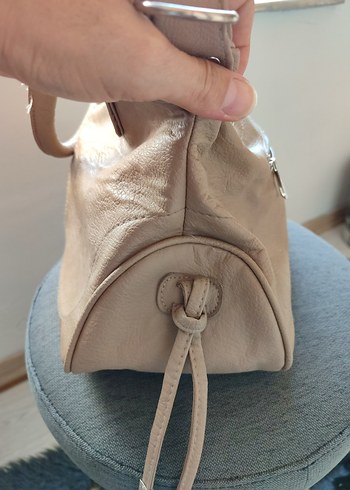 Bej Deri Kadın Çanta Tokalı - Görsel 5