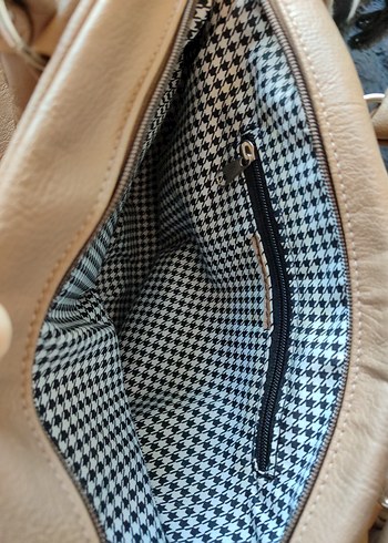 Bej Deri Kadın Çanta Tokalı - Görsel 6