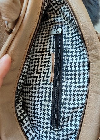 Bej Deri Kadın Çanta Tokalı - Görsel 7