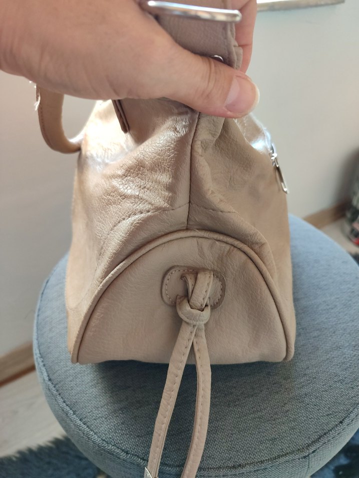 Bej Deri Kadın Çanta Tokalı - Görsel 5