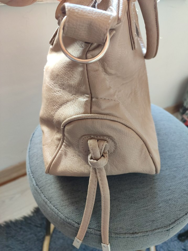 Bej Deri Kadın Çanta Tokalı - Görsel 3