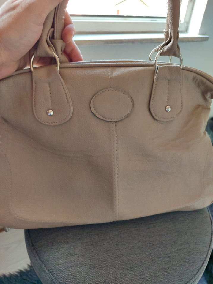 Bej Deri Kadın Çanta Tokalı - Görsel 4