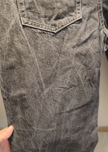 Siyah Kadın Loose Fit Midi Denim Jean - Görsel 5