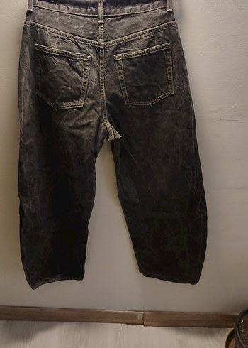 Siyah Kadın Loose Fit Midi Denim Jean - Görsel 3