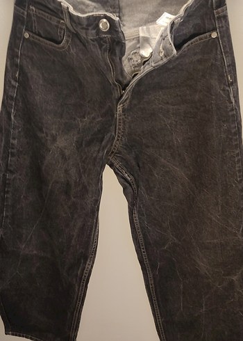 Siyah Kadın Loose Fit Midi Denim Jean - Görsel 2