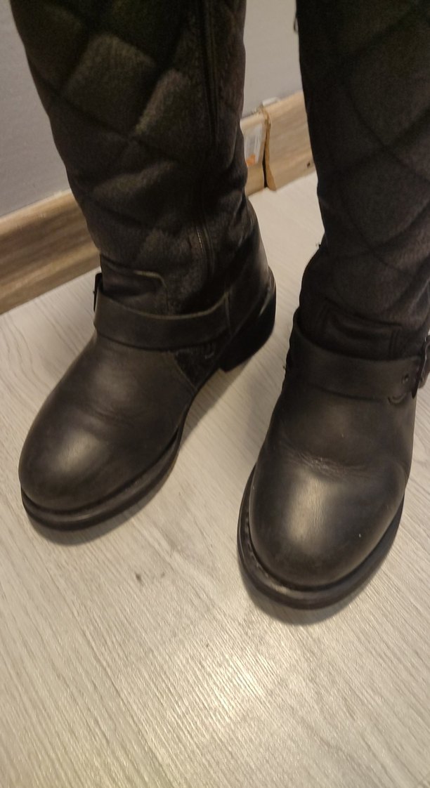 Kadın Siyah Deri Biker Dizüstü Botlar - Görsel 3